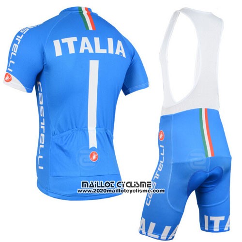 2015 Maillot Ciclismo Italie Blanc et Azur Manches Courtes et Cuissard